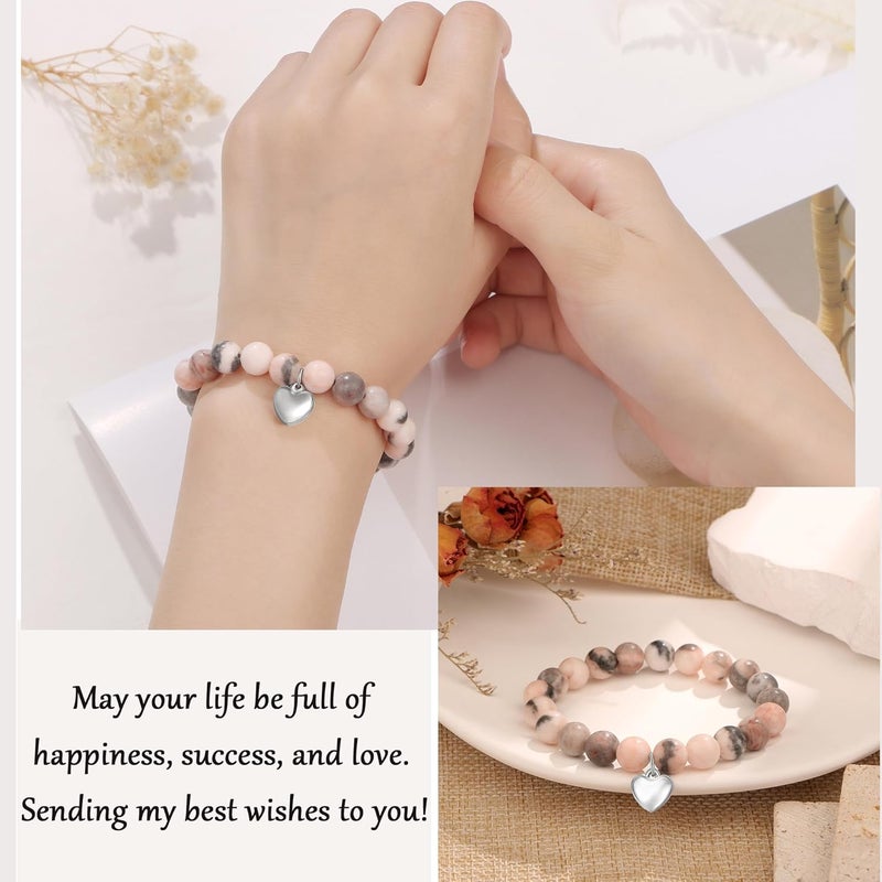 Yiyang 13th 16th 18th 21st 25th 30th 35th 40th 45th 50th 60th 65th 70th 75th 80th Birthday Gifts for Women, Natural Stone Bracelet Birthday Gifts for Women Mom Daughter Grandma Sister Coworker - Image 2